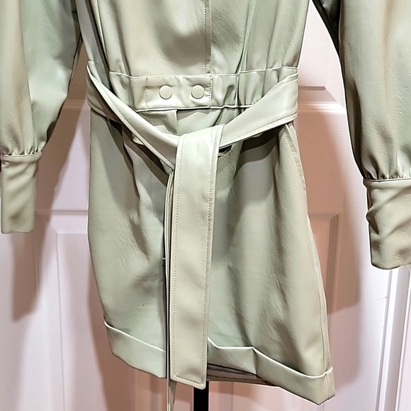 7 For All Man Kind x Revolve Collab Faux Leather Sage Green Romper Size Medium - Picture 5 of 11